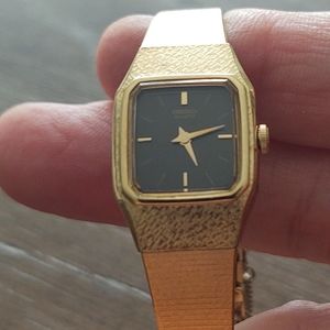 Women's Gold Seiko Watch Stainless Steel Back.
